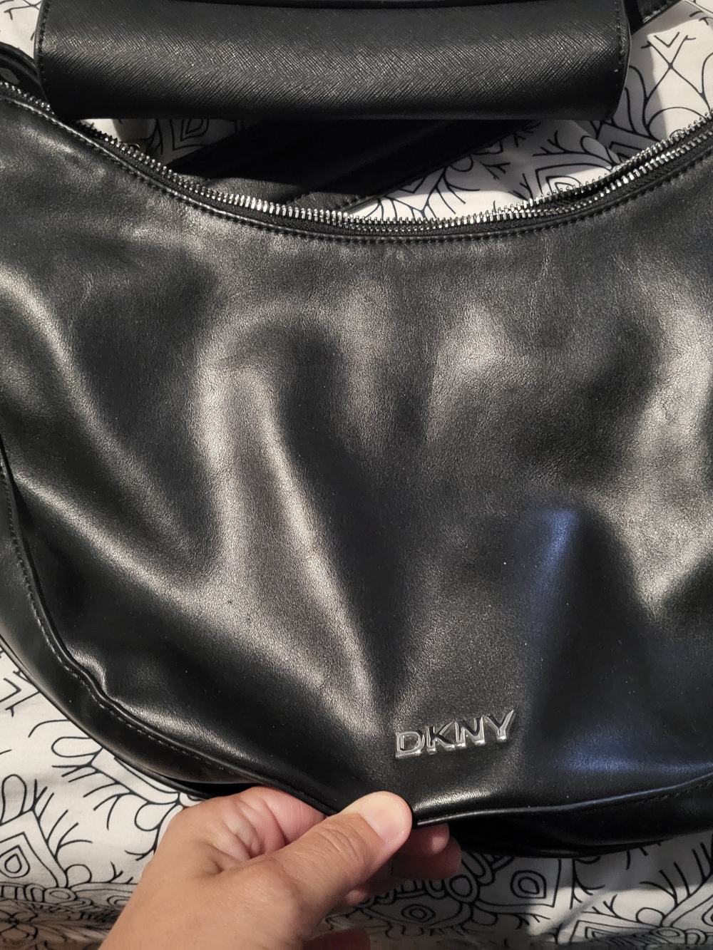 DKNY Black Leather Crossbody Messenger Bag